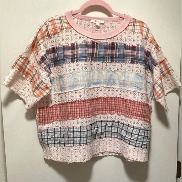 Oli & Hali Multicolor Patchwork Lace Top - Picture 6 of 7